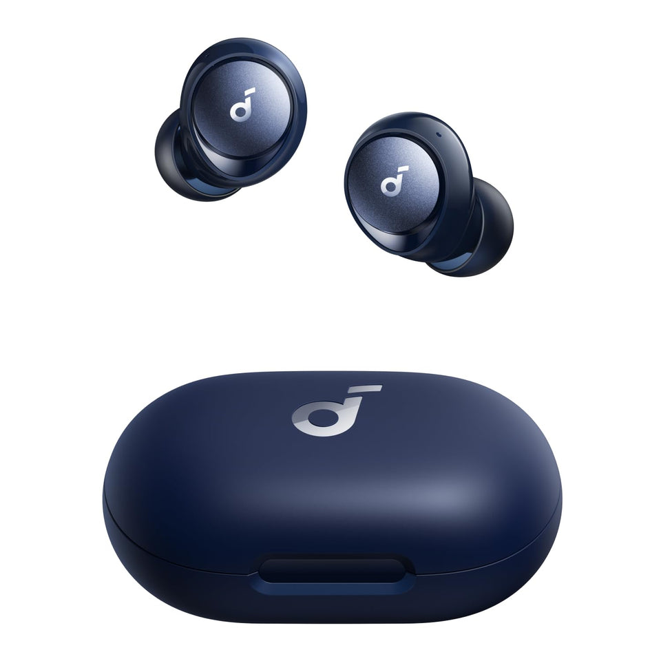 Soundcore Space A40 front view in blue showing sleek compact design and style benefit