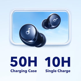 Soundcore Space A40 worn in ear showing comfortable secure fit for extended listening