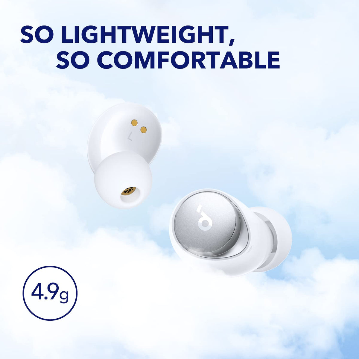 Soundcore Space A40 earbud controls and label for easy operation