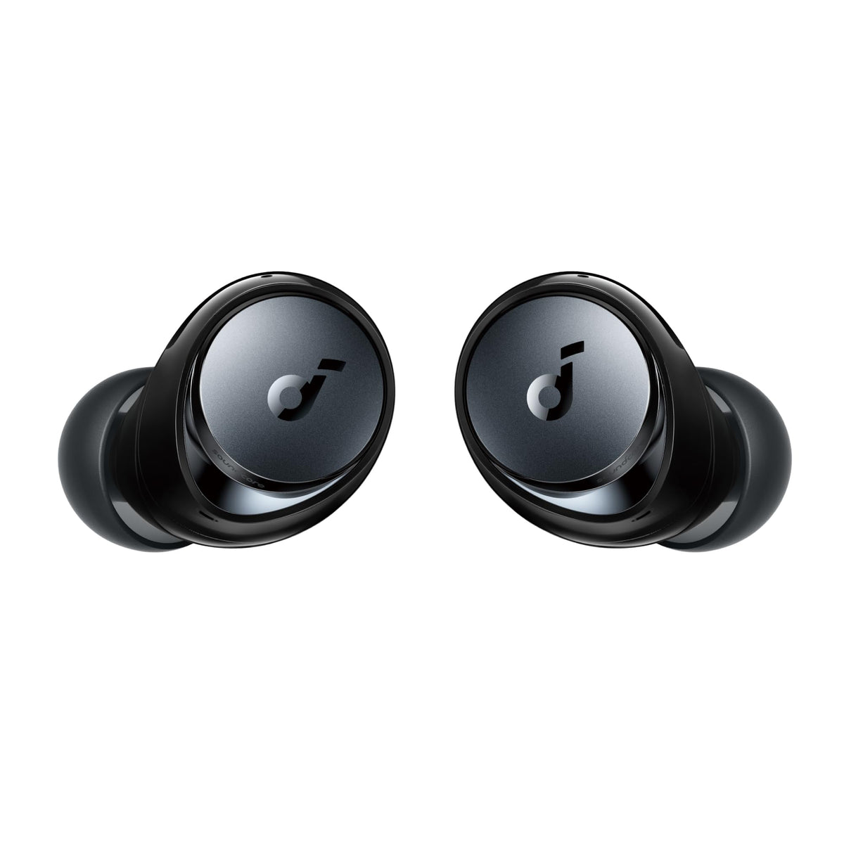 Soundcore Space A40 next to coin for scale showing compact lightweight design