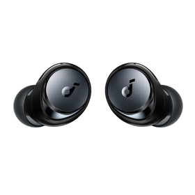 Soundcore Space A40 next to coin for scale showing compact lightweight design