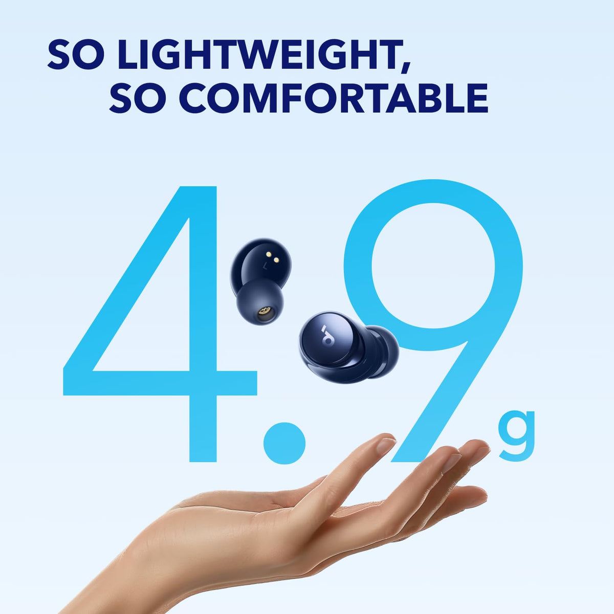 Soundcore Space A40 next to coin showing compact scale for easy portability
