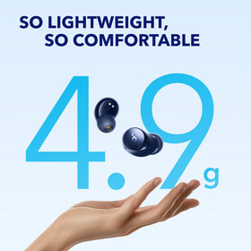 Soundcore Space A40 next to coin showing compact scale for easy portability
