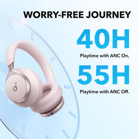 Soundcore Space One comfort fit highlights 8° rotating cups for gentle, ear-friendly wear.