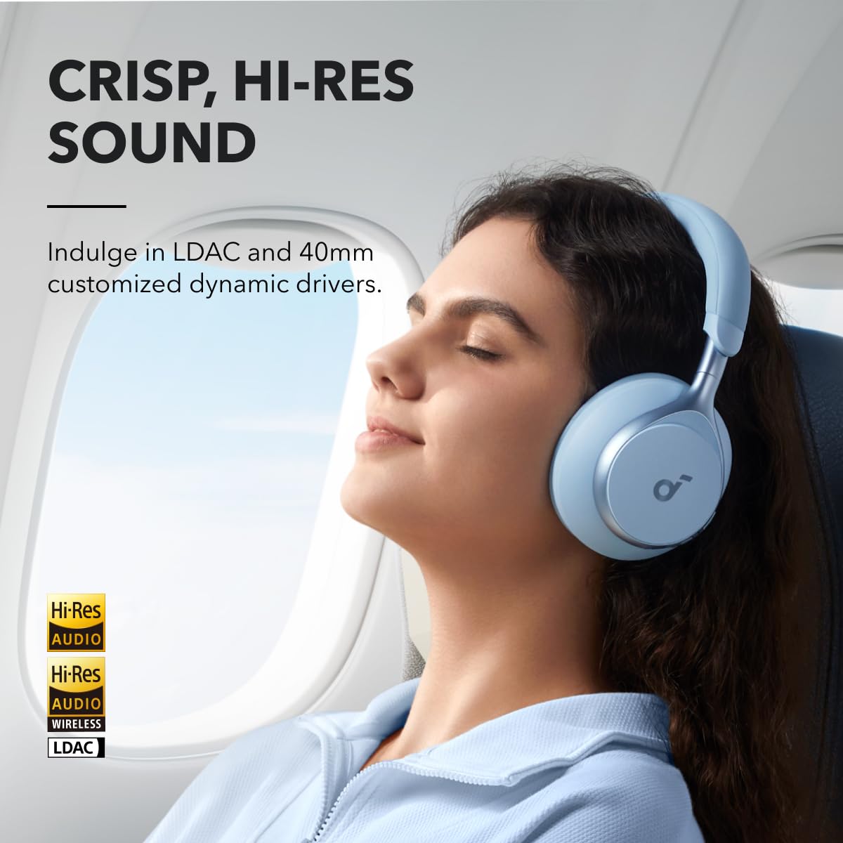 Soundcore Space One with LDAC Hi-Res Audio for detailed wireless listening.