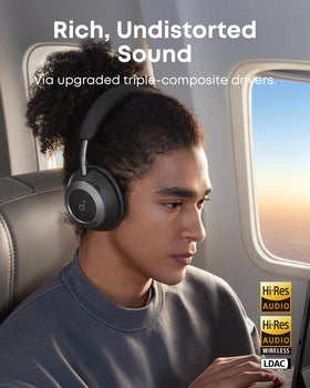 Soundcore Space One Pro all-day comfort with soft leather and padding.