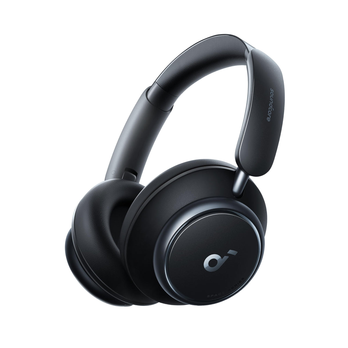 Soundcore Space Q45 headphones on ear with comfortable fit for long listening.