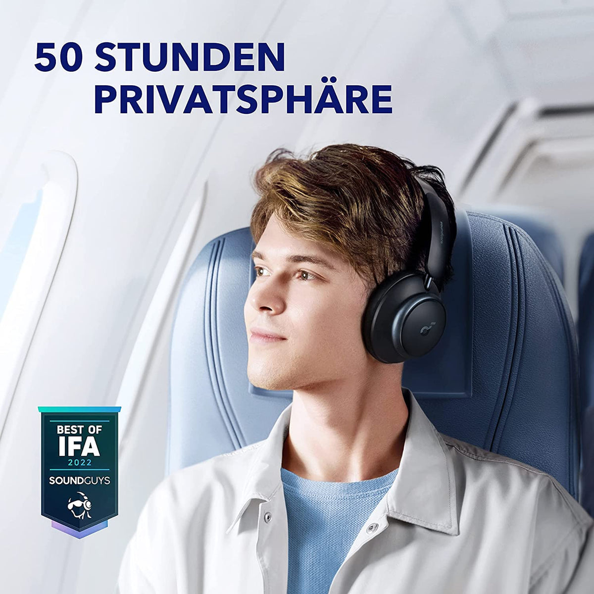 Soundcore Space Q45 with LDAC hi-res wireless audio for detailed, immersive sound.