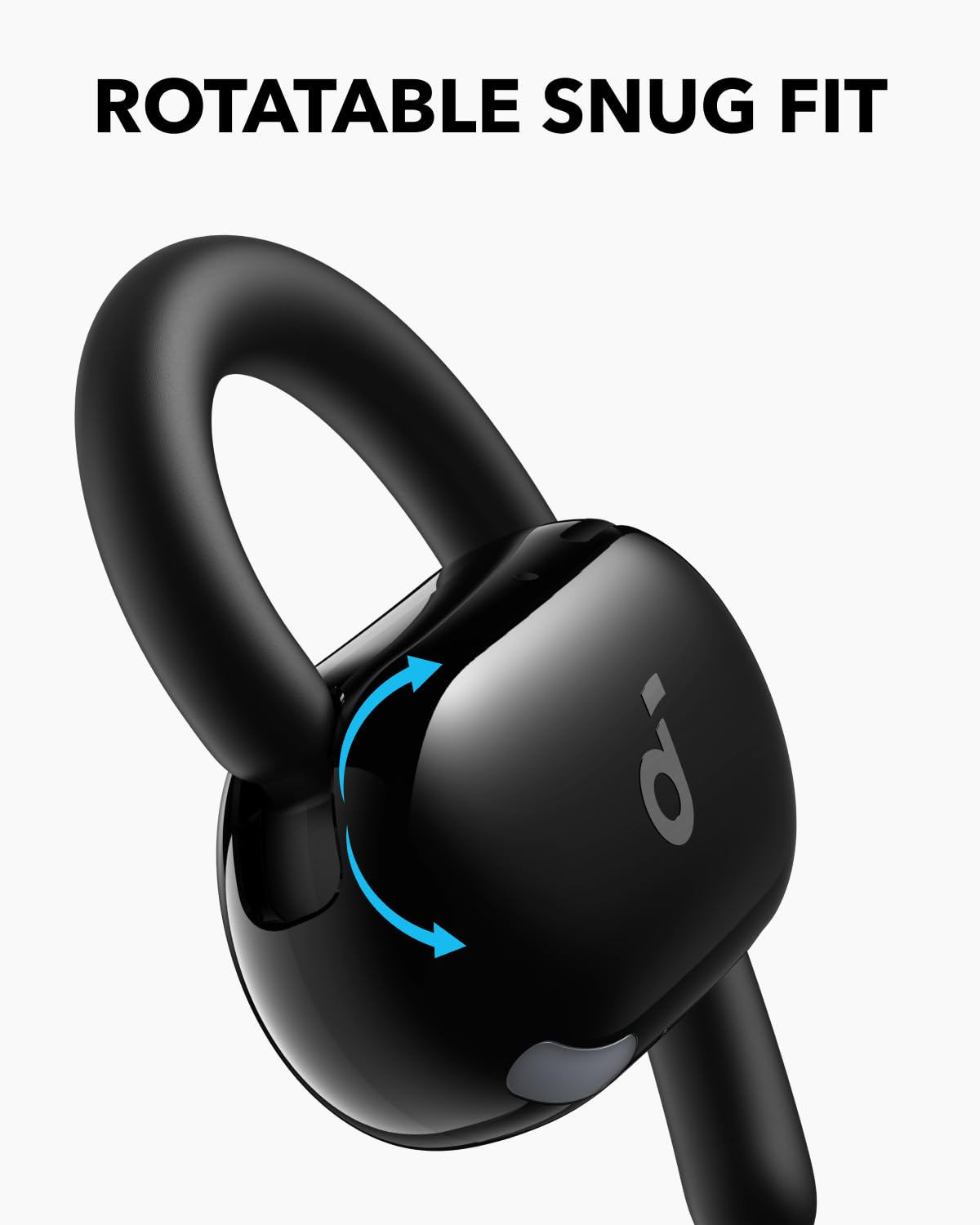 Soundcore V20i ear-hook adjustment detail demonstrating customizable stability