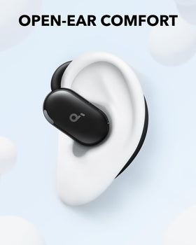 Soundcore V20i side profile highlighting adjustable ear hooks for a secure fit