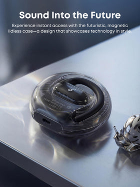 Soundcore V40i adjustable ear hook close-up showing four-fit positions for comfort