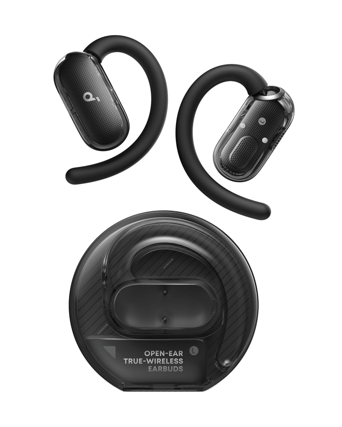 Soundcore V40i front view showing lidless case and compact profile for easy access