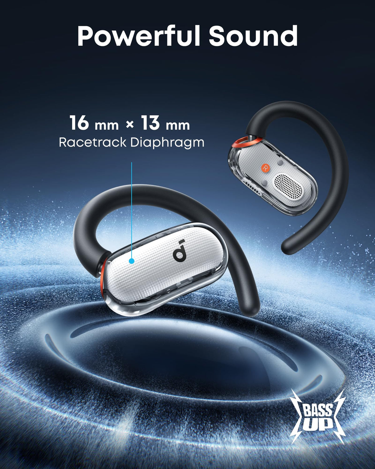 Soundcore V40i worn while cycling showing awareness and safety