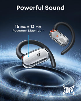 Soundcore V40i worn while cycling showing awareness and safety