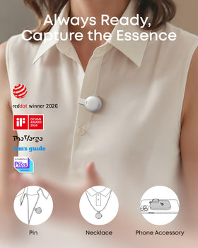 Soundcore Work worn as a necklace for discreet, comfortable note taking.