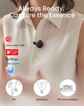 Soundcore Work worn as a necklace for hands-free recording during classes