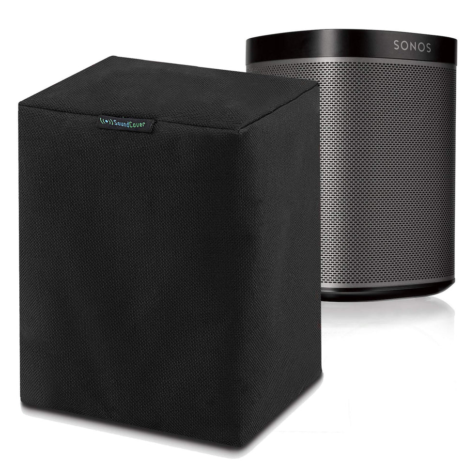 SoundCover front view on Sonos Play:1 showing snug protective fit and weather resistance