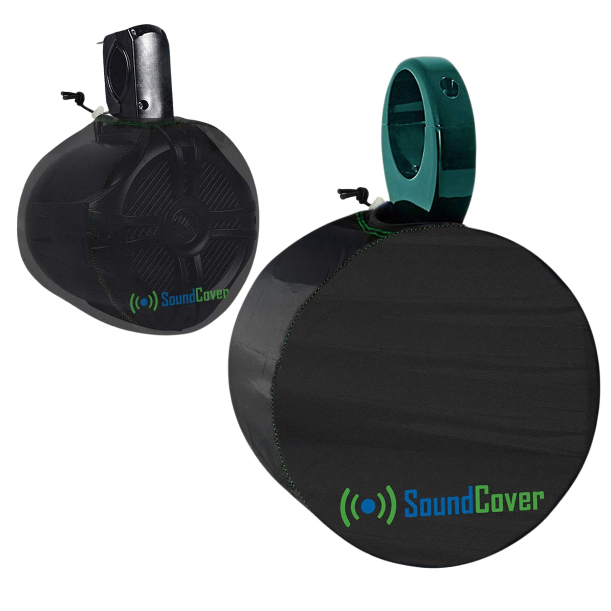 SoundCover marine speaker cover on 6.5 inch round speakers with UV50+ protection