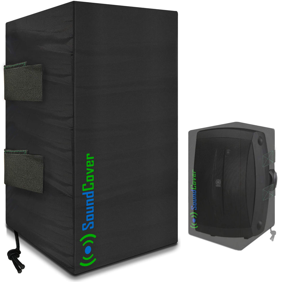 SoundCover medium C-bracket cover on a speaker protects from sun and weather