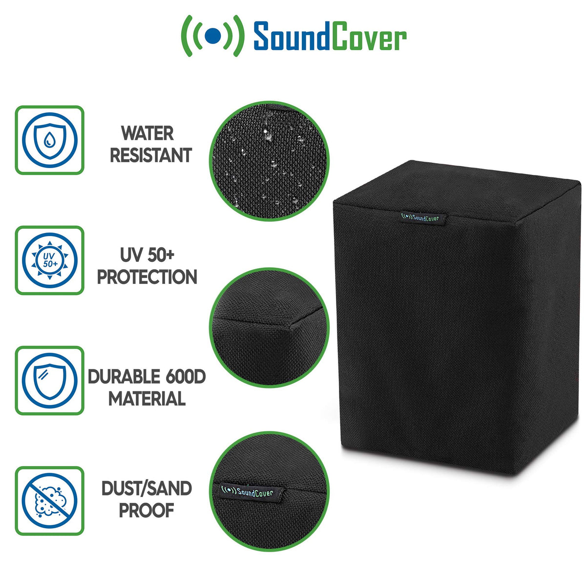 SoundCover two-pack back view with rear zipper access for easy setup