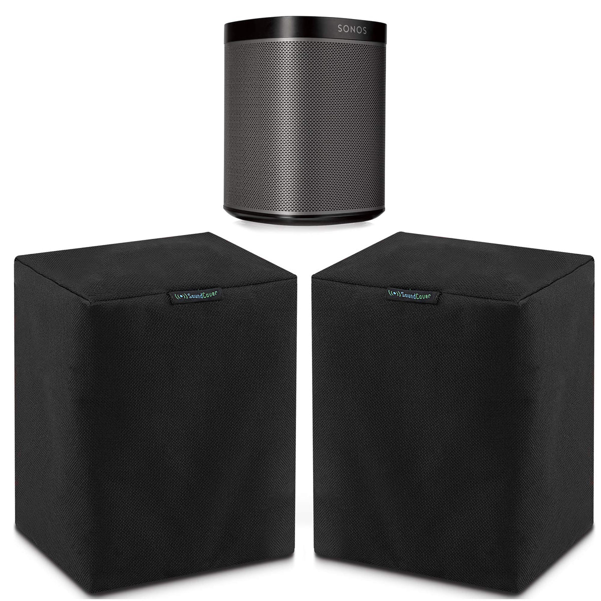 SoundCover two-pack front view protects Sonos Play:1 from dust and weather