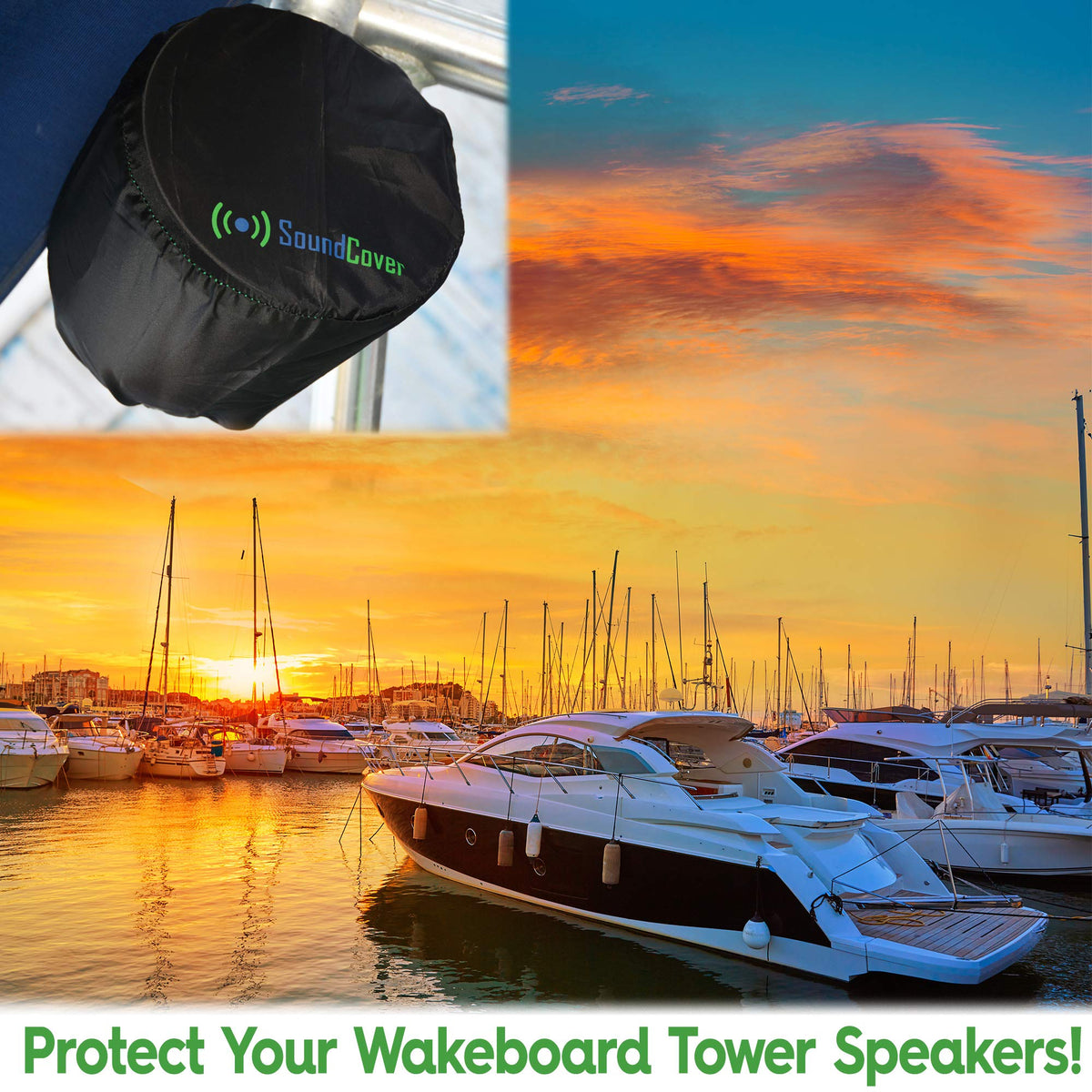 SoundCover universal fit shown on a boat, ATV, or Jeep setup