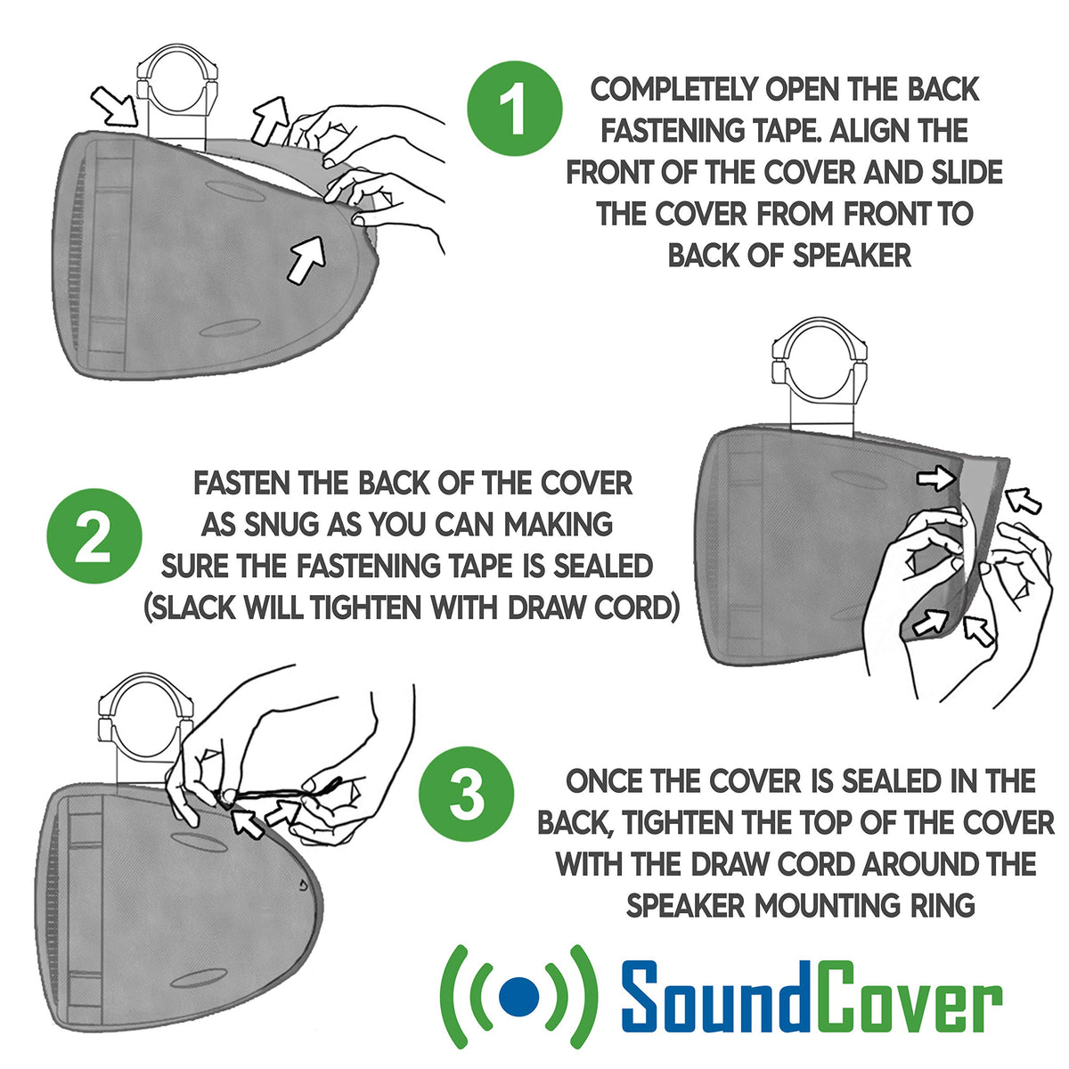 SoundCover universal-fit design for wakeboard towers, ATVs, and Jeeps