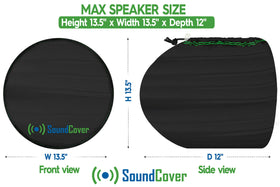 SoundCover 8in round speaker cover close up with silver UV coating for durability