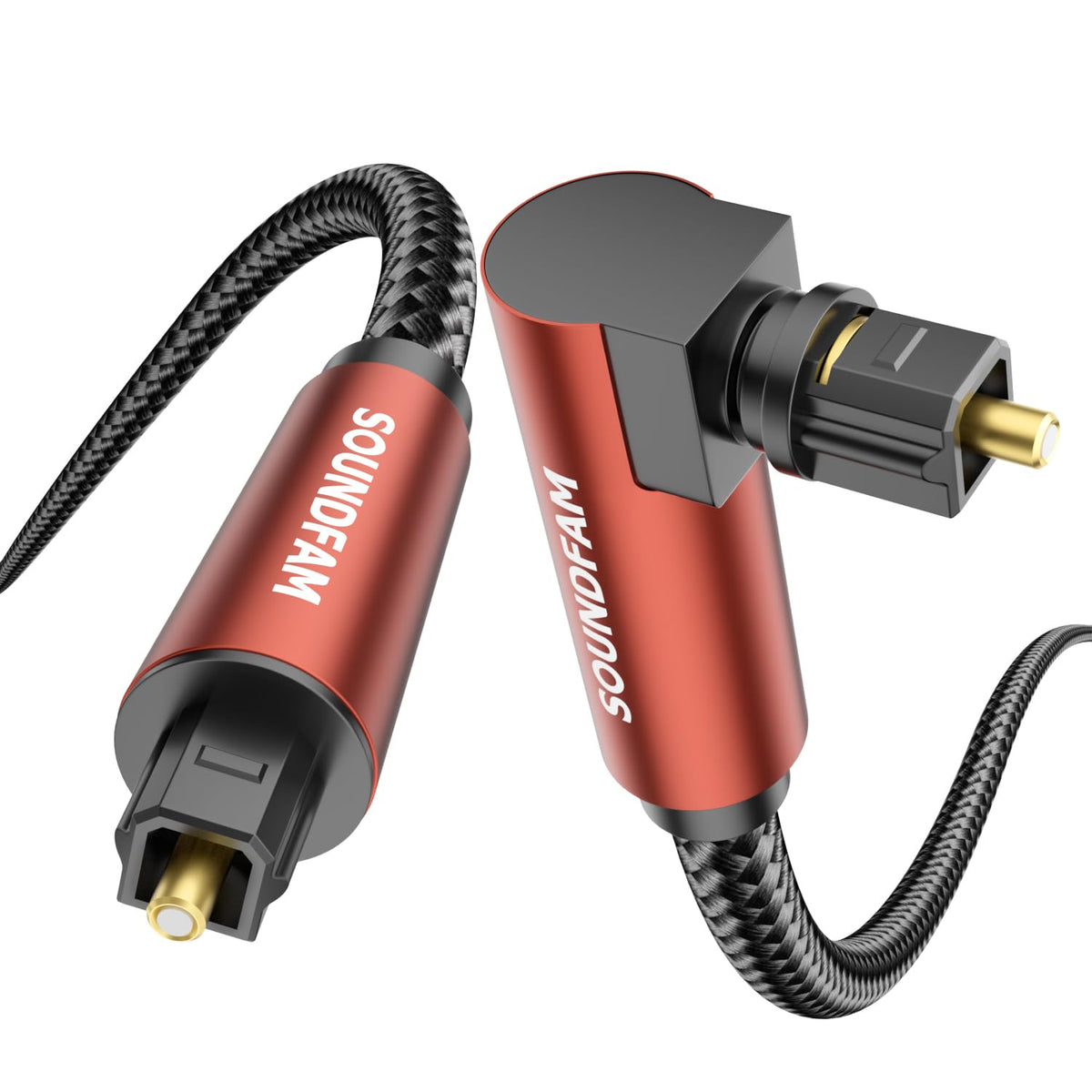 Soundfam 90-degree right-angle Toslink cable for space-saving behind TVs
