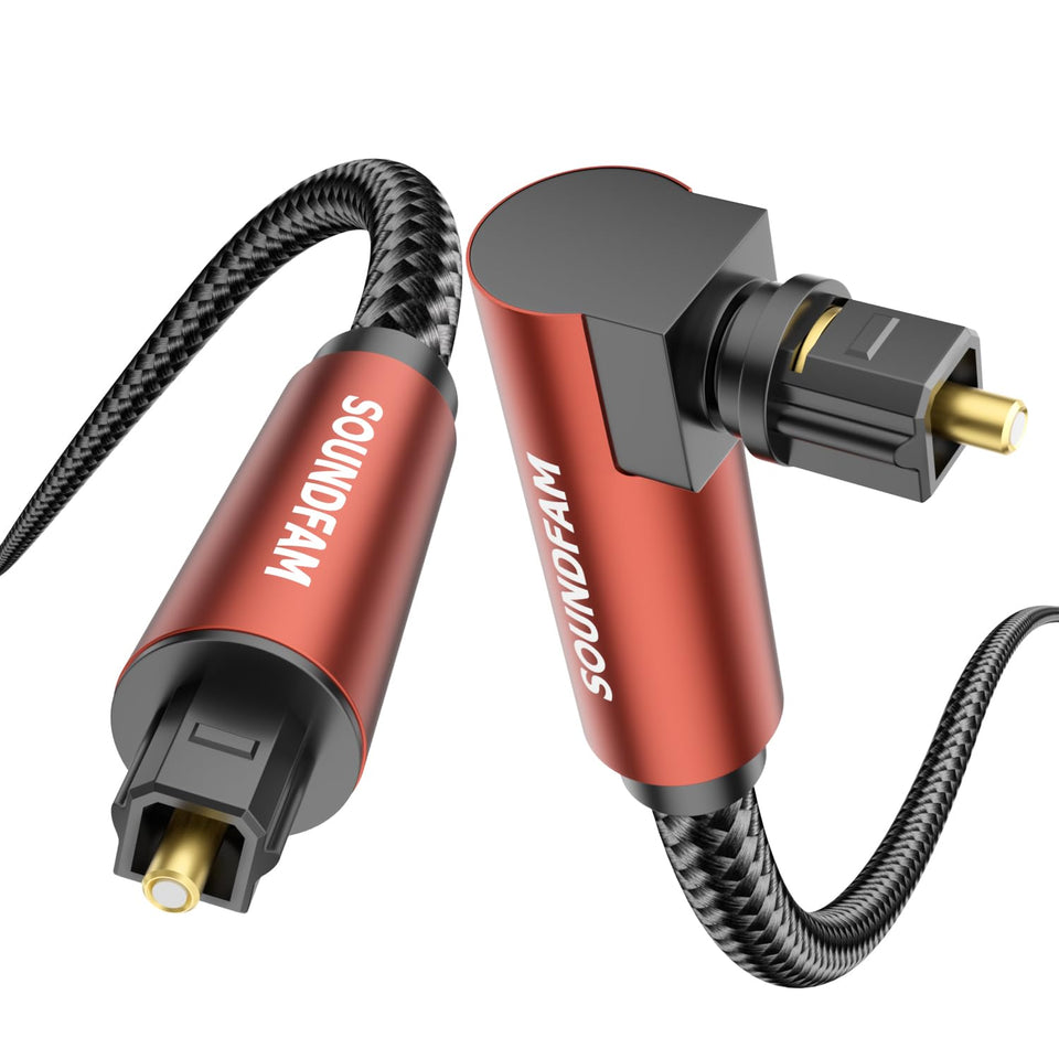 Soundfam 90-degree right-angle Toslink cable for space-saving behind TVs