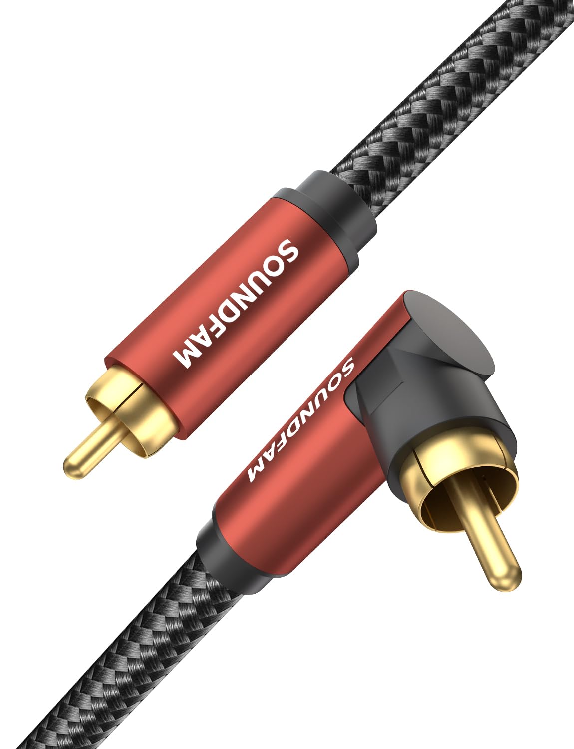 SOUNDFAM 90-degree RCA cable behind a TV for tight spaces