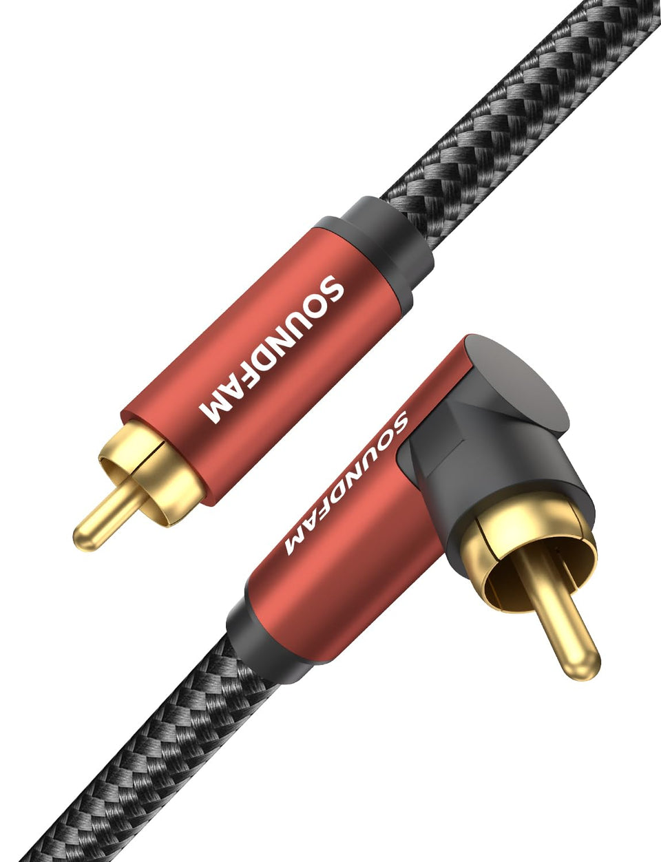 SOUNDFAM 90-degree RCA cable behind a TV for tight spaces