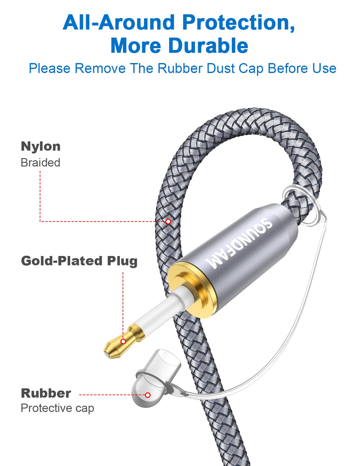 SOUNDFAM braided sheath texture demonstrating flexibility and durable protection