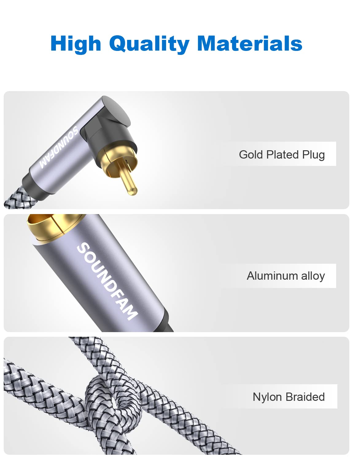 SOUNDFAM copper braid and aluminum foil shield minimize interference.