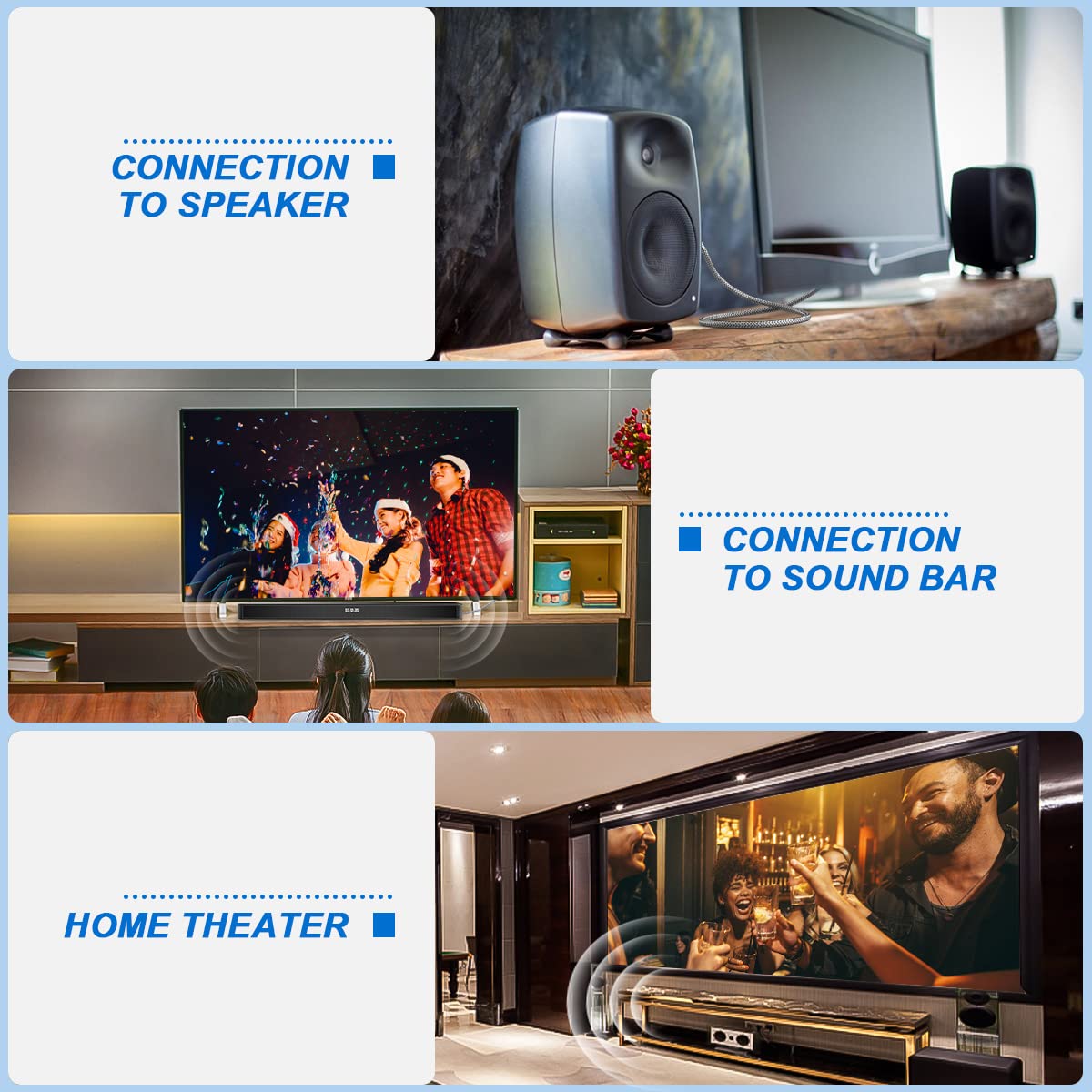 SOUNDFAM 6ft cable in a home theater setup delivering clean signal.