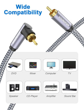 SOUNDFAM gold-plated RCA connector ensures durable, corrosion-resistant audio connections.