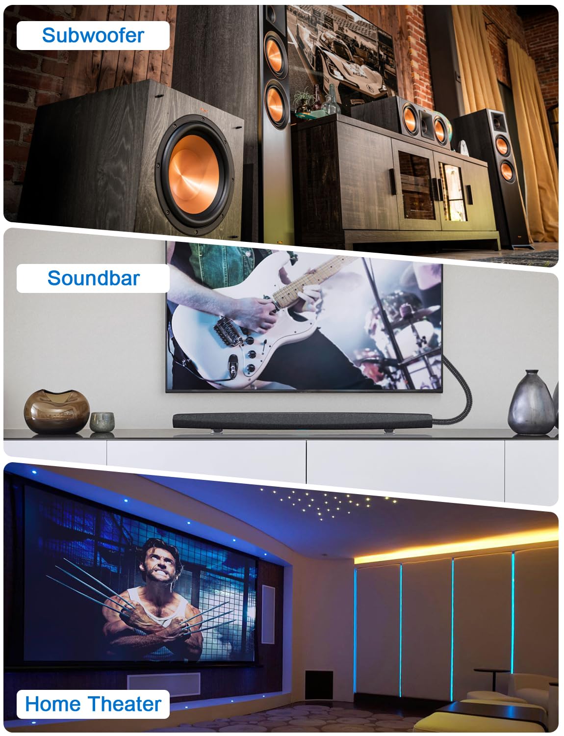 SOUNDFAM RCA, coaxial, and S/PDIF compatibility enables versatile setups.