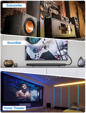 SOUNDFAM RCA, coaxial, and S/PDIF compatibility enables versatile setups.