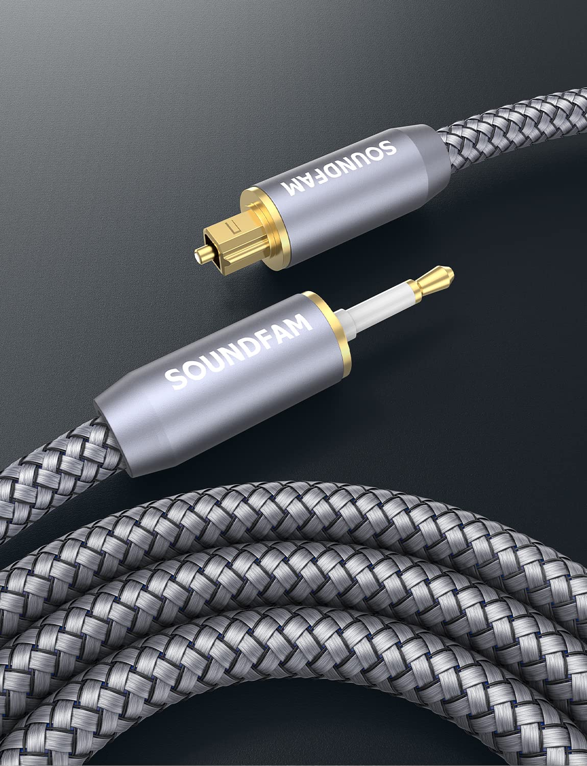 SOUNDFAM cable beside ruler showing 3ft (1m) length for tidy home setups