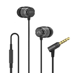 SoundMAGIC E11 front view showing earbud pair and ergonomic shape, highlighting comfortable fit