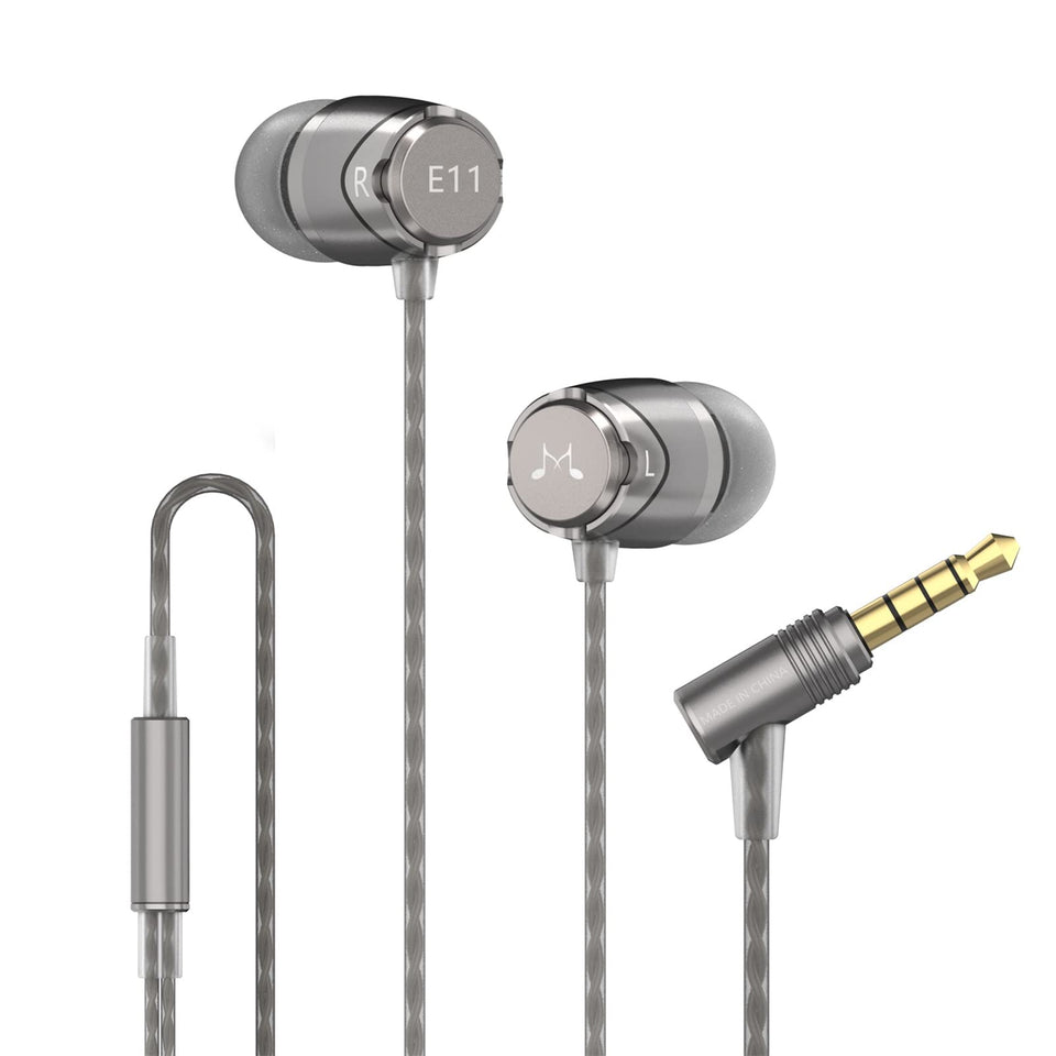 SoundMAGIC E11 front view showing earbuds and cable, highlighting elegant design