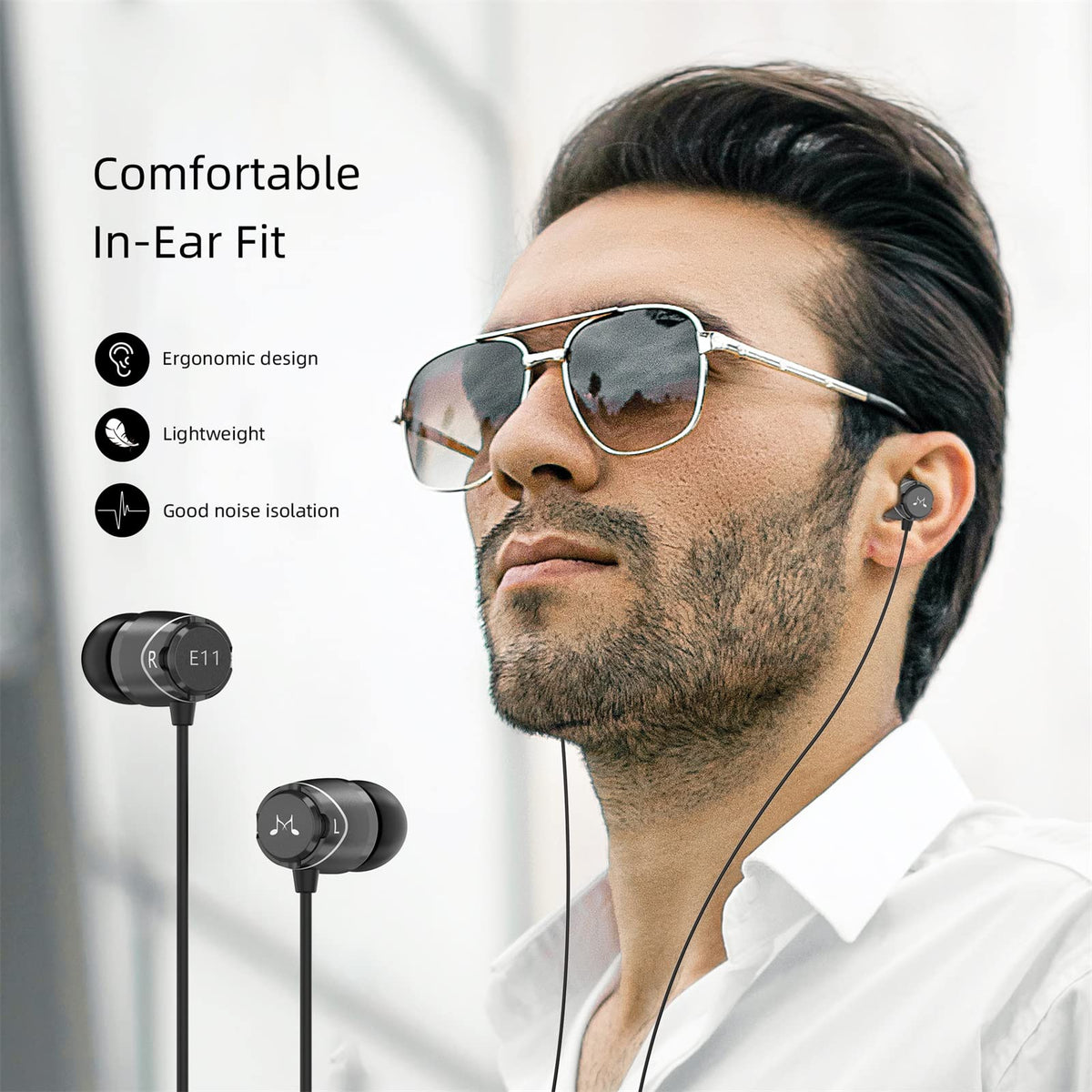 SoundMAGIC E11 used by a commuter in transit showcasing isolation and everyday usability
