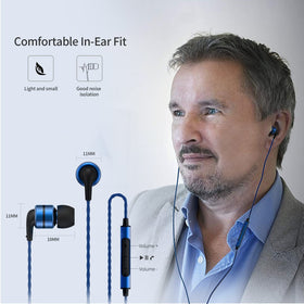 SoundMAGIC E80C worn in ear demonstrating ergonomic 60° angle and comfortable seal