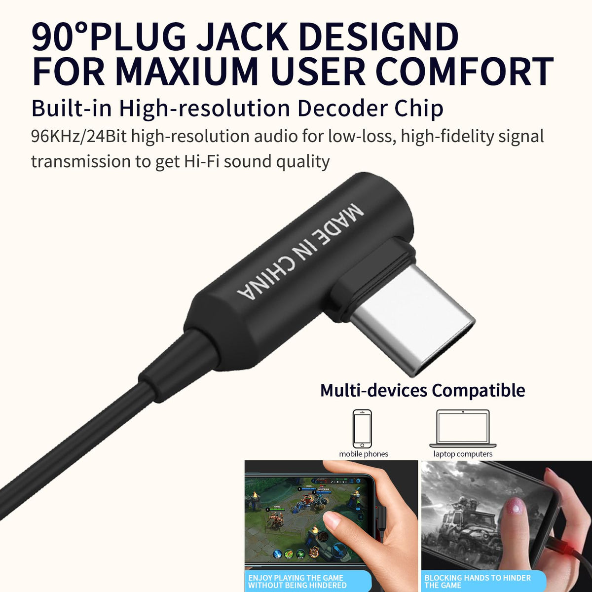 SoundMAGIC L-shape USB-C plug showing secure strain relief