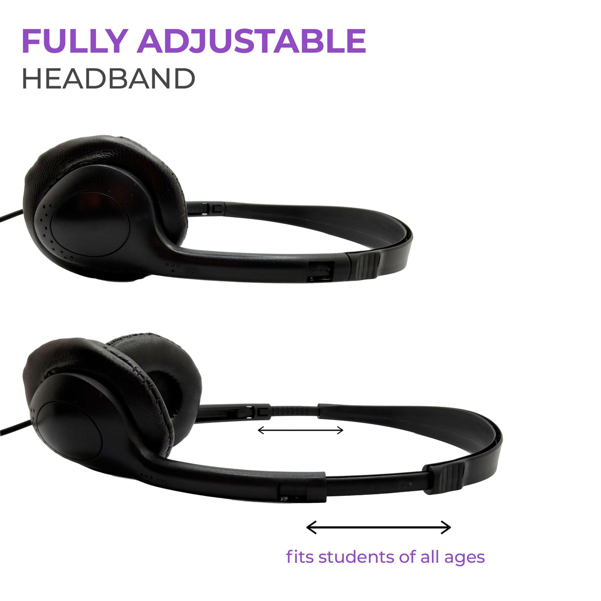 Soundnetic side profile showing adjustable headband and durable fit benefit