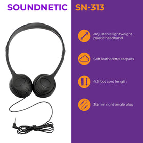 Soundnetic SN313 right-angle 3-5mm plug for universal device compatibility.
