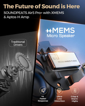 SoundPEATS Air5 Pro+ earbuds in ear fit for all-day comfort