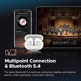 SoundPEATS Air5 Pro earbuds with intuitive touch controls for hands-free operation.