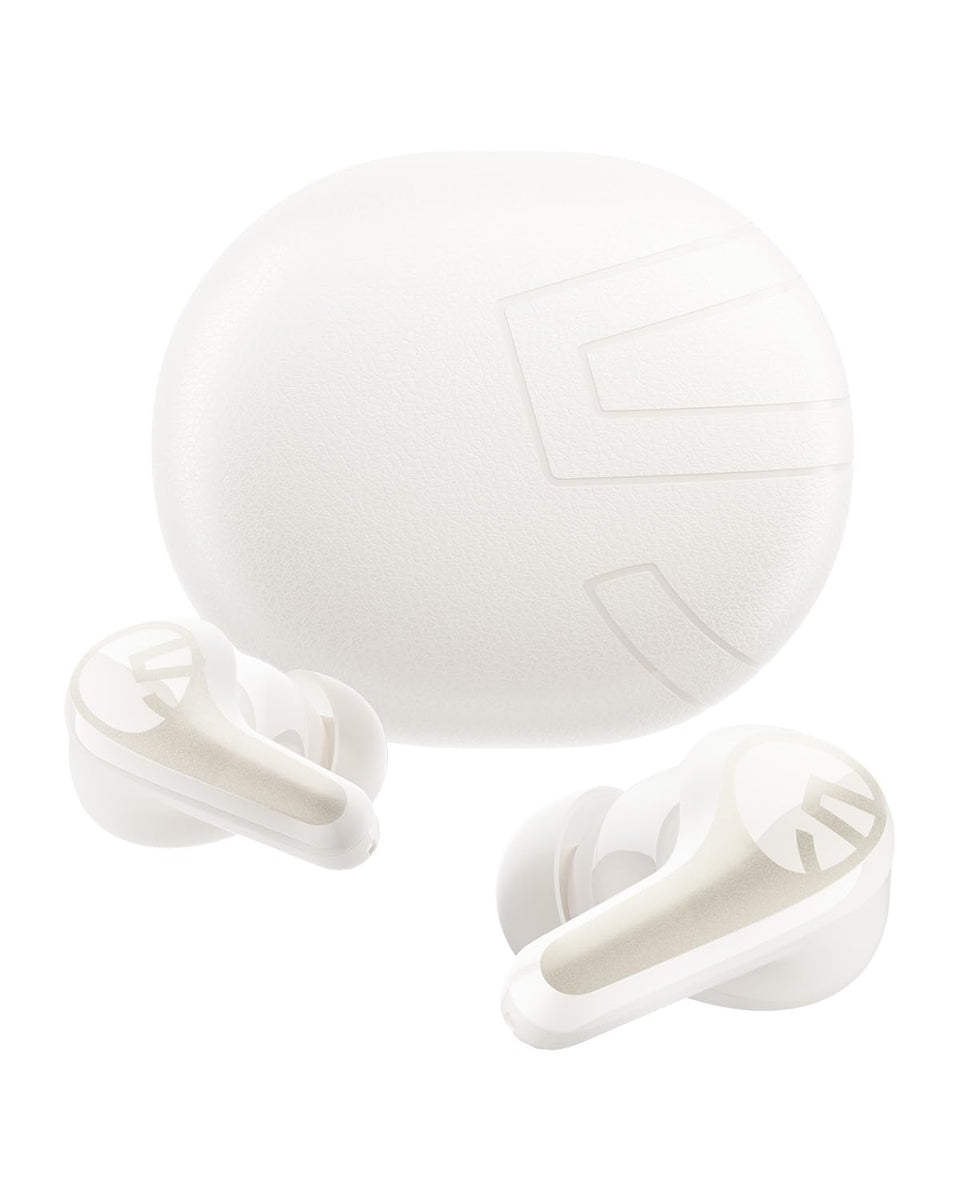 SoundPEATS C30 front view showing beige design and compact case benefit