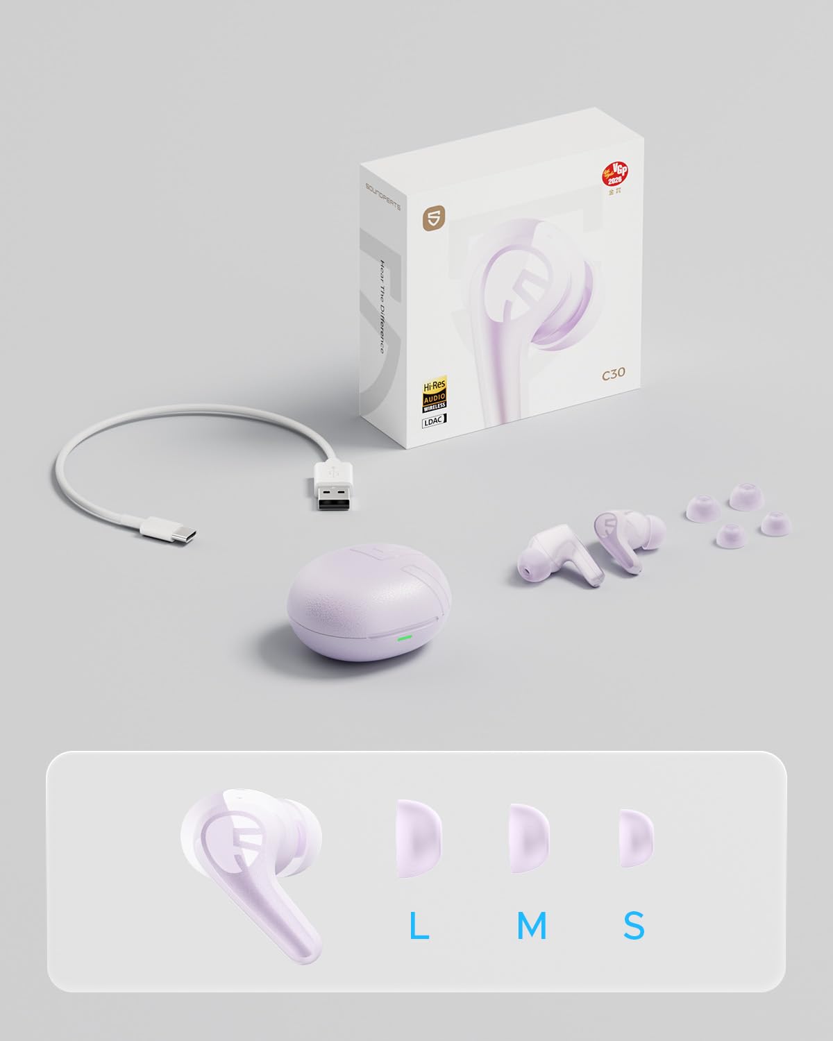 soundpeats C30 presented as a gift box showing feminine design and presentable packaging